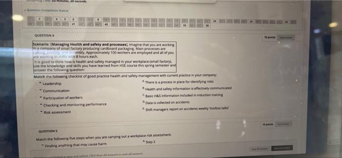 Question Completion Status 4 5 6 41 D 431 Ln 100 120 45 24 Son 510 12 Sa 55 Question 2 Match Each Type Of Control Measur 2