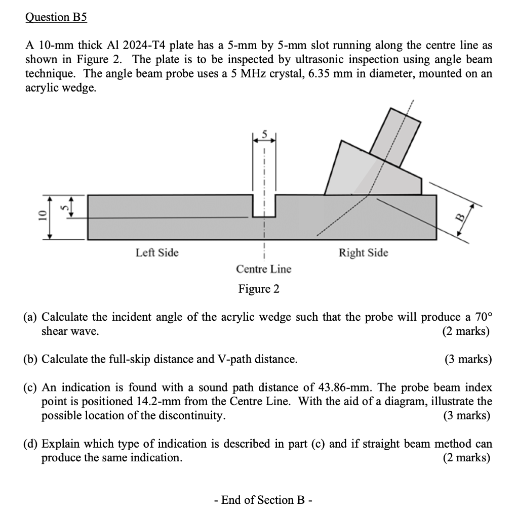 Question B5 A 10 Mm Thick Al 2024 T4 Plate Has A 5 Mm By 5 Mm Slot Running Along The Centre Line As Shown In Figure 2 T 1
