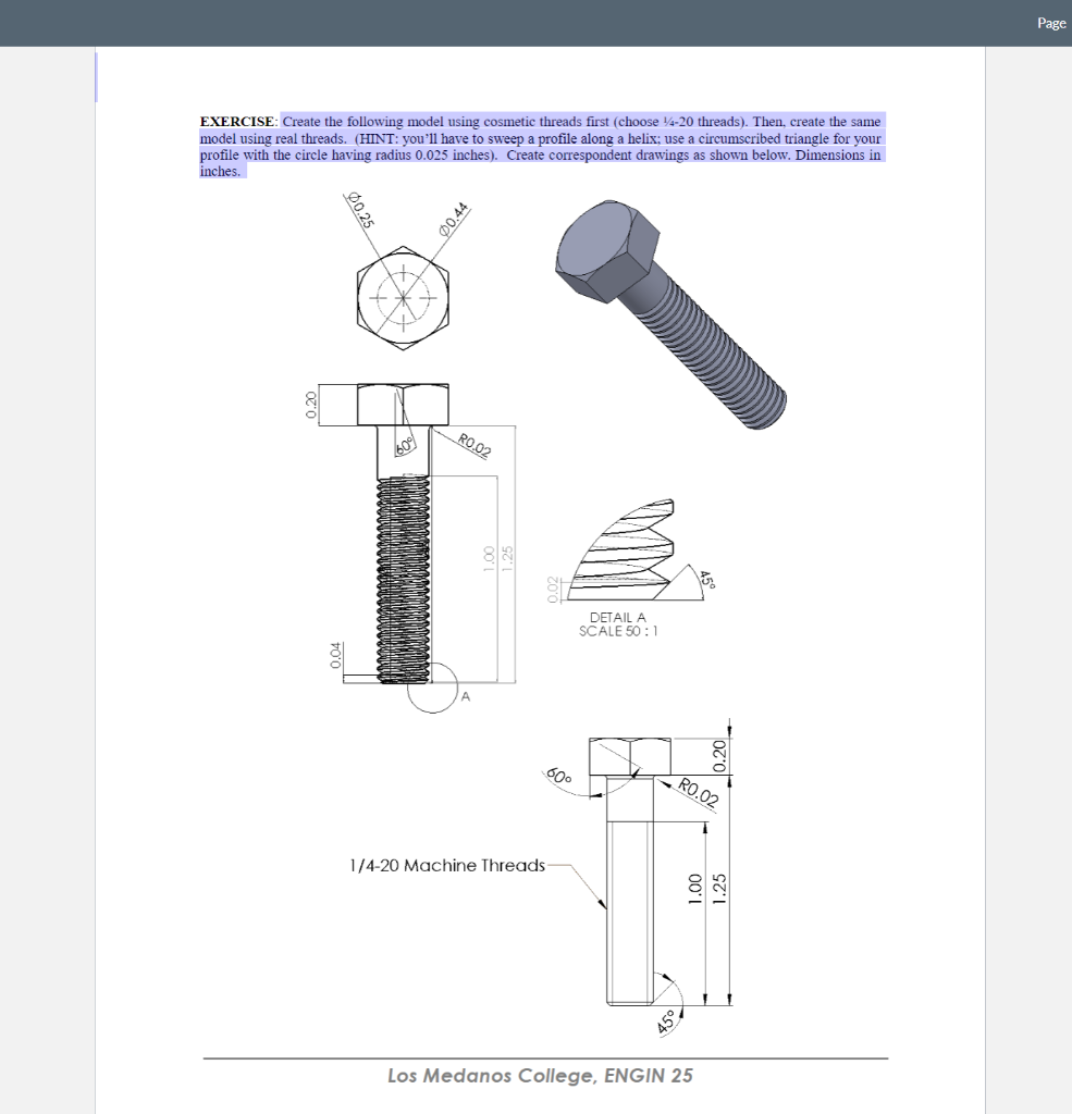 Page Exercise Create The Following Model Using Cosmetic Threads First Choose 14 20 Threads Then Create The Same Mod 1