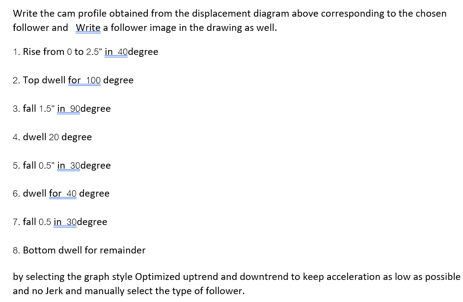 Write The Cam Profile Obtained From The Displacement Diagram Above Corresponding To The Chosen Follower And Write A Foll 1