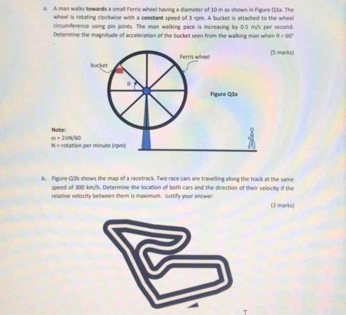 A A Man Walks Towards A Small Ferris Wheel Having A Diameter Of 10 M As Shown In Figure 3a The Wheel Is Rotating Clock 1