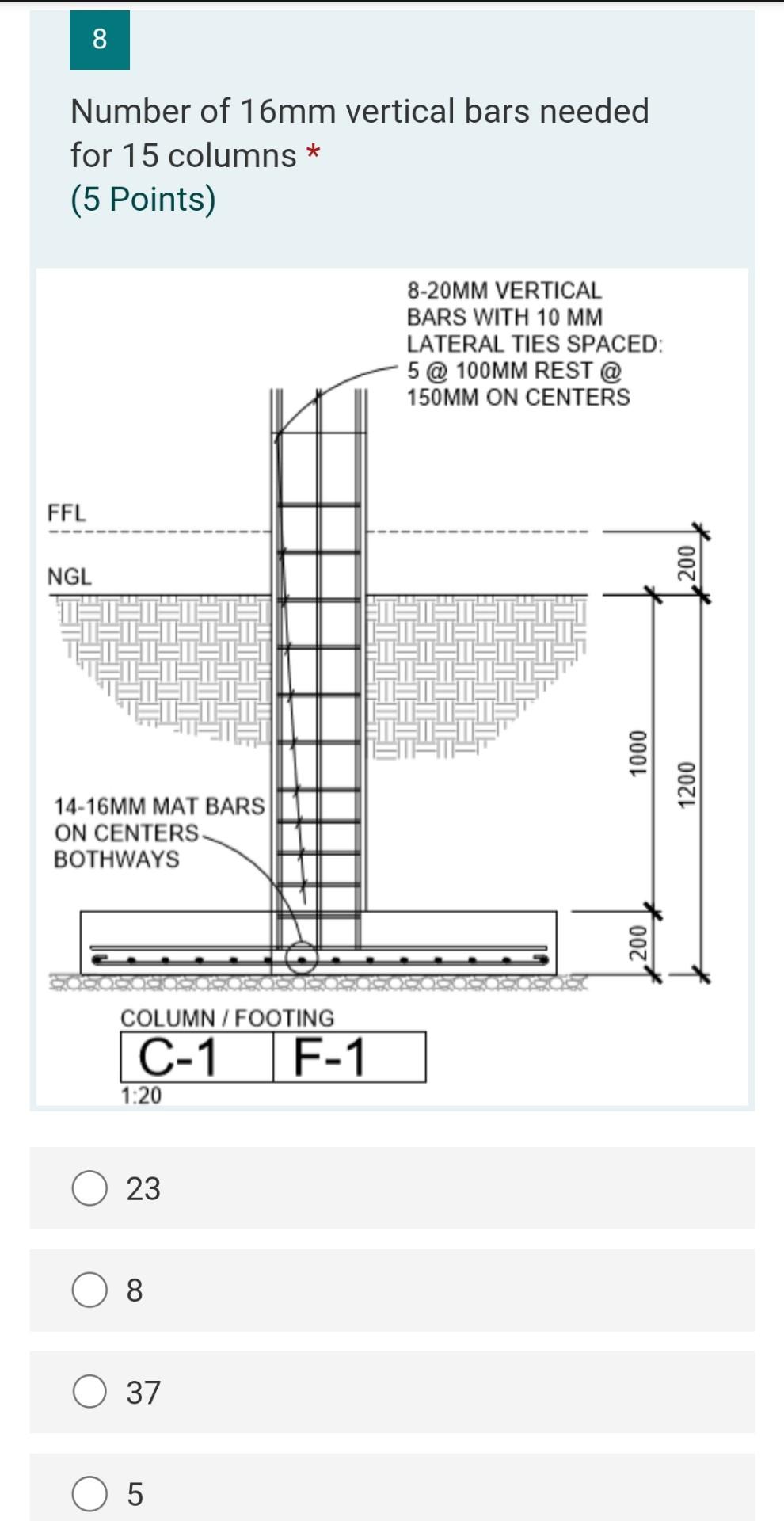 Using The Following Figures And Data Answer The Questions On The Picture There Are 15 Units Of Footings And Columns He 1