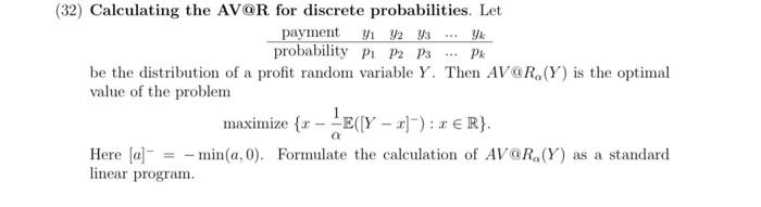 Yr Pr 32 Calculating The Avqr For Discrete Probabilities Let Paymenty Y2 33 Probability P1 P2 P3 Be The Distribution 1