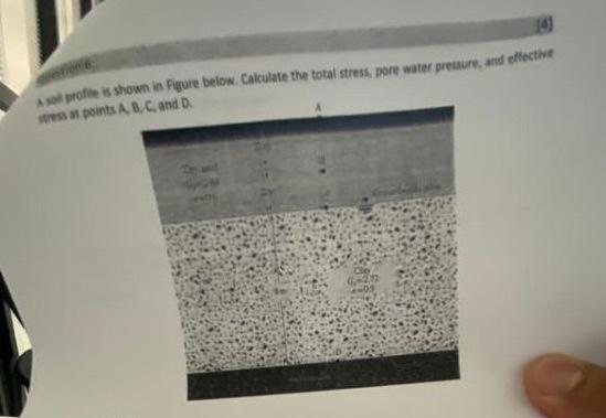 10 Sell Profile Is Shown In Figure Below Calculate The Total Stress Pore Water Pressure And Effective Tress Points Abc 1