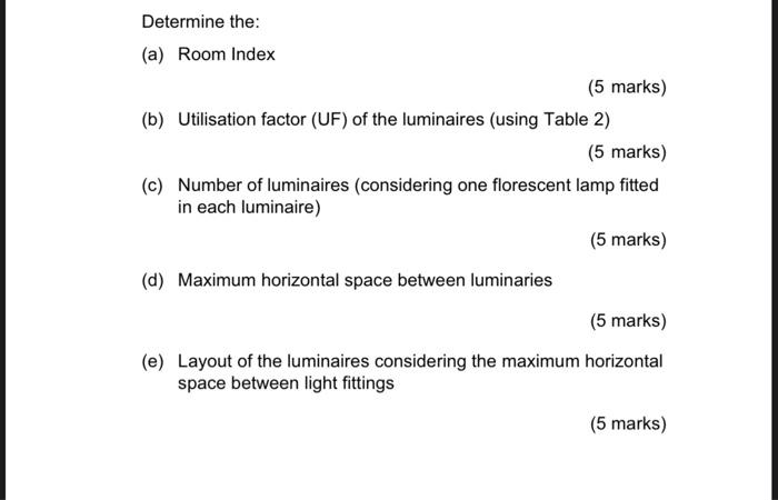 6 A Room With The Internal Dimensions Of 25 M Length X 25 M Width 3 M Height Is To Be Artificially Lit By Lumin 2