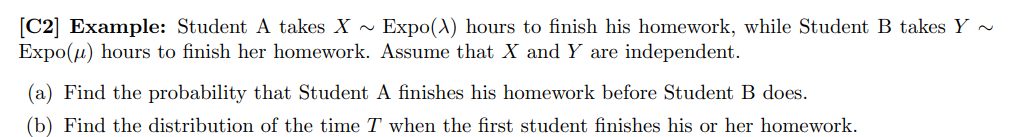 C2 Example Student A Takes X Expo 1 Hours To Finish His Homework While Student B Takes Y Expo U Hours To Finish 1