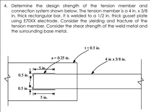4 Determine The Design Strength Of The Tension Member And Connection System Shown Below The Tension Member Is A 4 In 1