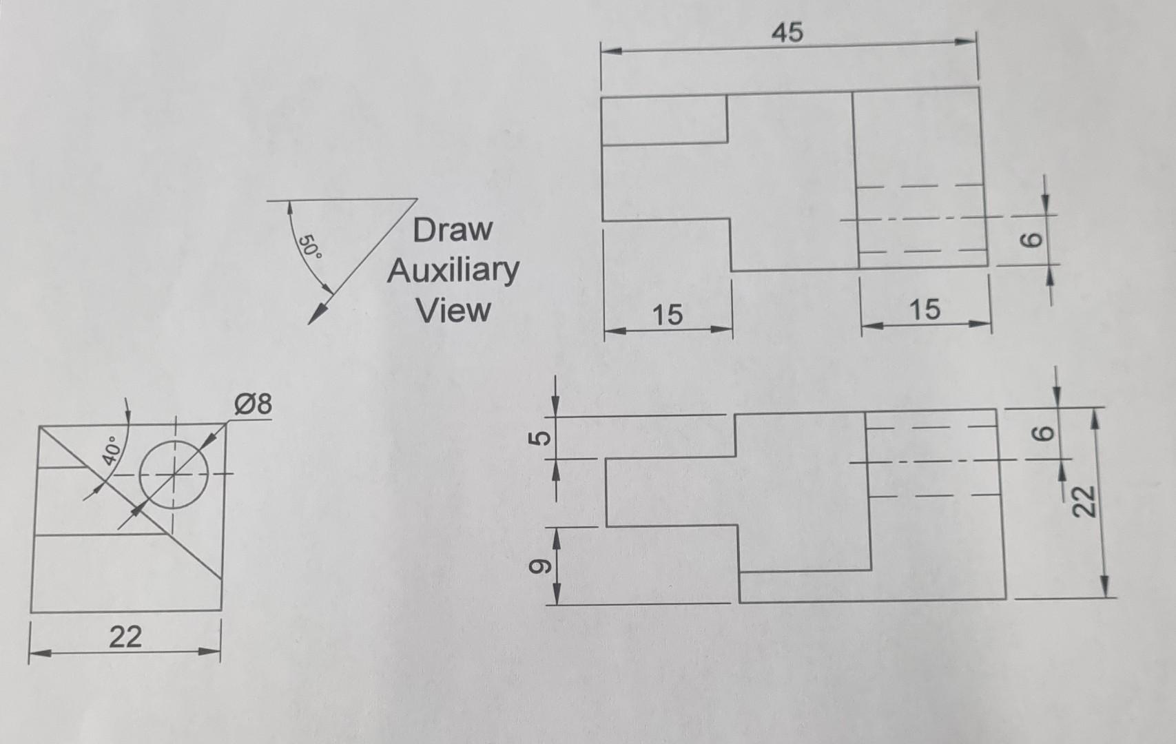 45 9 6 50 Draw Auxiliary View 15 15 08 9 400 22 9 22 1