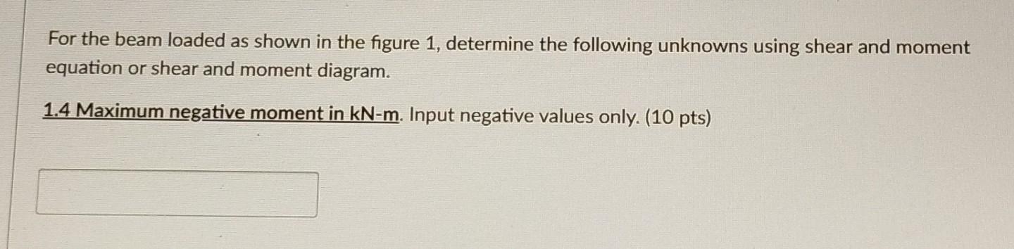 For The Beam Loaded As Shown In The Figure 1 Determine The Following Unknowns Using Shear And Moment Equation Or Shear 3