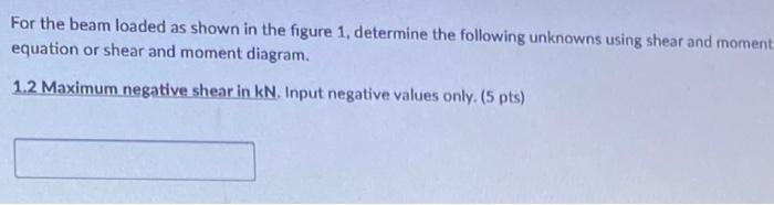 For The Beam Loaded As Shown In The Figure 1 Determine The Following Unknowns Using Shear And Moment Equation Or Shear 1