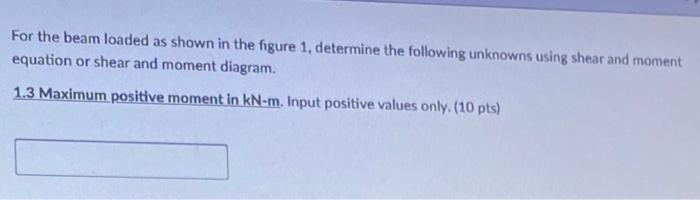 For The Beam Loaded As Shown In The Figure 1 Determine The Following Unknowns Using Shear And Moment Equation Or Shear 1