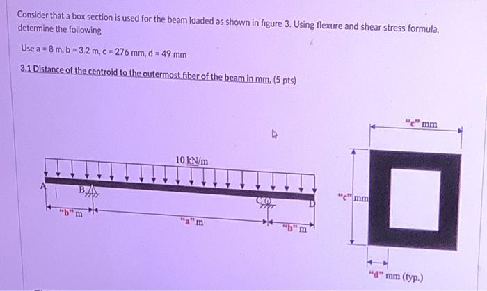 Consider That A Box Section Is Used For The Beam Loaded As Shown In Figure 3 Using Flexure And Shear Stress Formula De 3