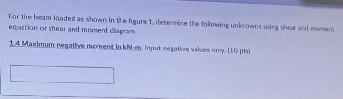 For The Beam Loaded As Shown In The Figure 1 Determine The Following Unknowns Using Shear And Moment Equation Or Shear 1