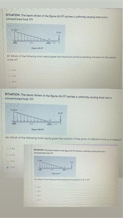 Situation The Beam Shown In The Figure An 57 Carries A Uniformly Varying Load And A Concentrated Load 611 Fan Sy 41 Whi 1