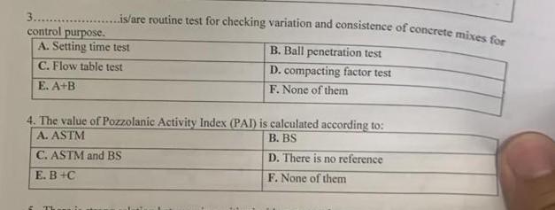 3 Is Are Routine Test For Checking Variation And Consistence Of Concrete Mixes For Control Purpose A Setting 1