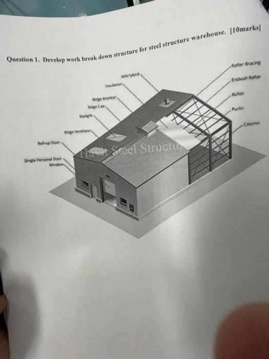 Question 1 Develop Work Break Down Structure For Steel Structure Warehouse 10marks Rafter Racing Endwa Ralter Ins Raf 1
