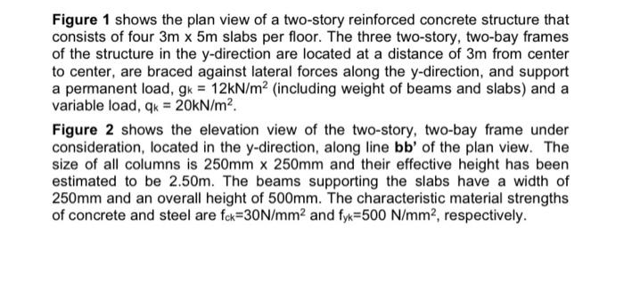 Figure 1 Shows The Plan View Of A Two Story Reinforced Concrete Structure That Consists Of Four 3m X 5m Slabs Per Floor 1