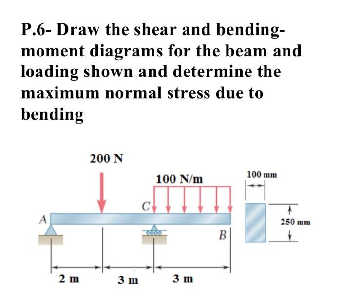 P 6 Draw The Shear And Bending Moment Diagrams For The Beam And Loading Shown And Determine The Maximum Normal Stress 1
