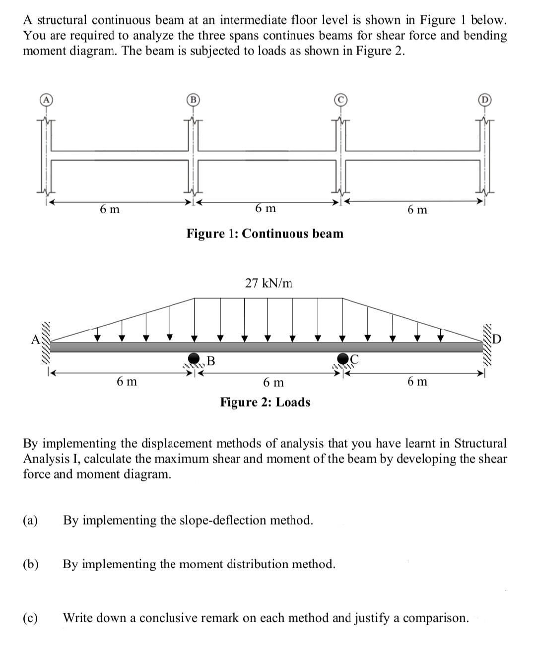 A Structural Continuous Beam At An Intermediate Floor Level Is Shown In Figure 1 Below You Are Required To Analyze The 1