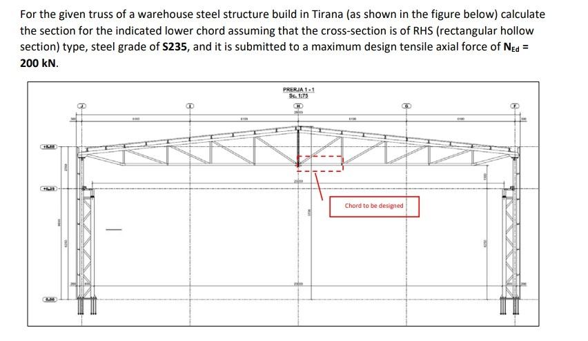 For The Given Truss Of A Warehouse Steel Structure Build In Tirana As Shown In The Figure Below Calculate The Section 1