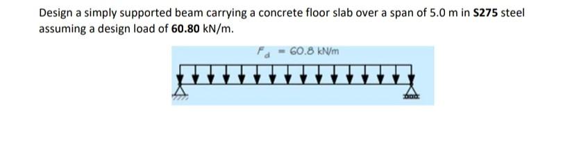 Design A Simply Supported Beam Carrying A Concrete Floor Slab Over A Span Of 5 0 M In S275 Steel Assuming A Design Load 1