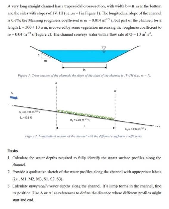 A Very Long Straight Channel Has A Trapezoidal Cross Section With Width B A M At The Bottom And The Sides With Slopes 1