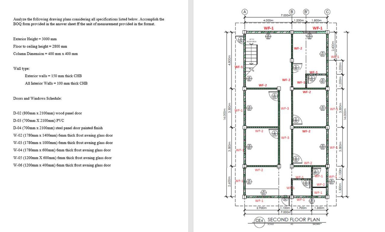 B 6 7 000m 1 200m 4 000m Analyze The Following Drawing Plans Considering All Specifications Listed Below Accomplish The 1