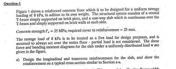 Question 1 Figure 1 Shows A Reinforced Concrete Floor Which Is To Be Designed For A Uniform Storage Loading Of 8 Kpa In 1