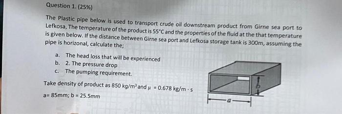 Question 1 25 The Plastic Pipe Below Is Used To Transport Crude Oil Downstream Product From Girne Sea Port To Lefkos 1