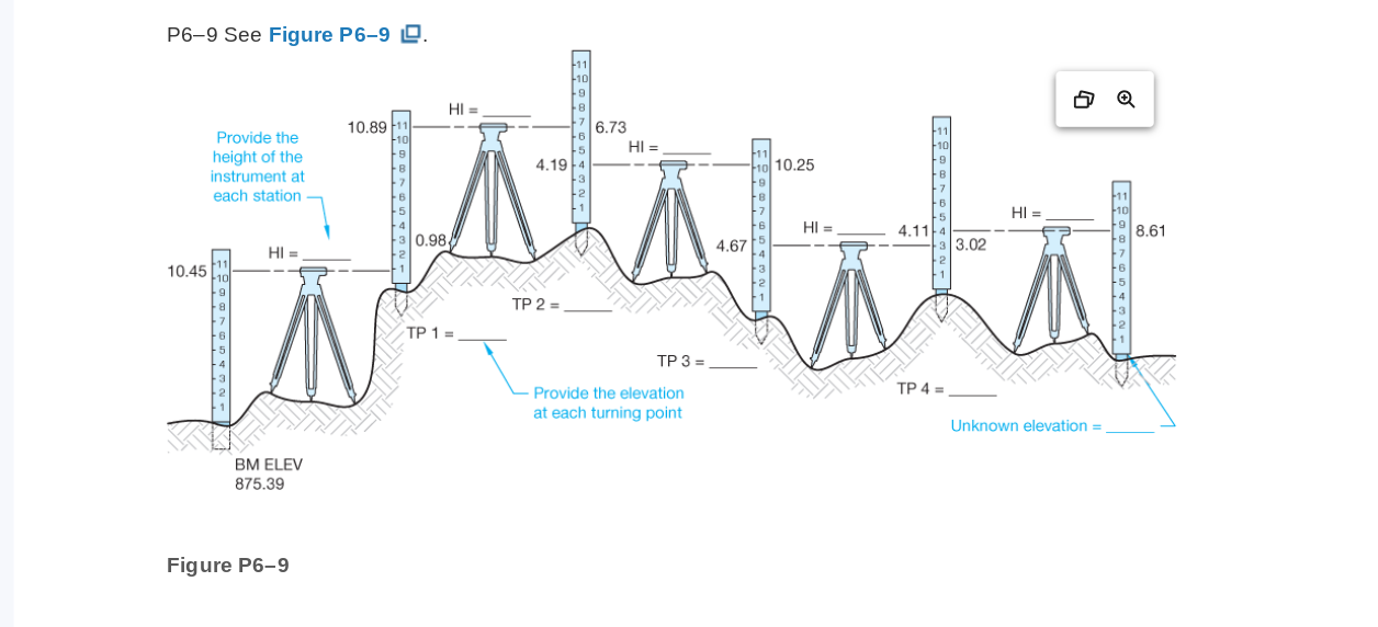 P6 9 See Figure P6 9 11 10 9 8 7 H 10 89 11 10 9 6 73 H Provide The Height Of The Instrument At Each Station 1