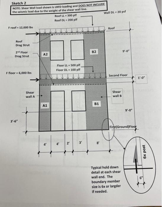 Sketch 2 Note Shear Wall Load Shown Is Lrfd Loading And Does Not Include The Seismic Load Due To The Weight Of The Shea 1