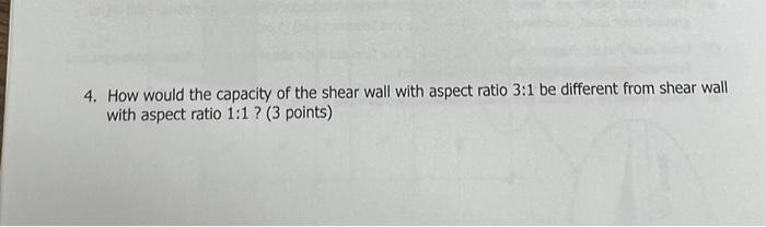 4 How Would The Capacity Of The Shear Wall With Aspect Ratio 3 1 Be Different From Shear Wall With Aspect Ratio 1 1 1