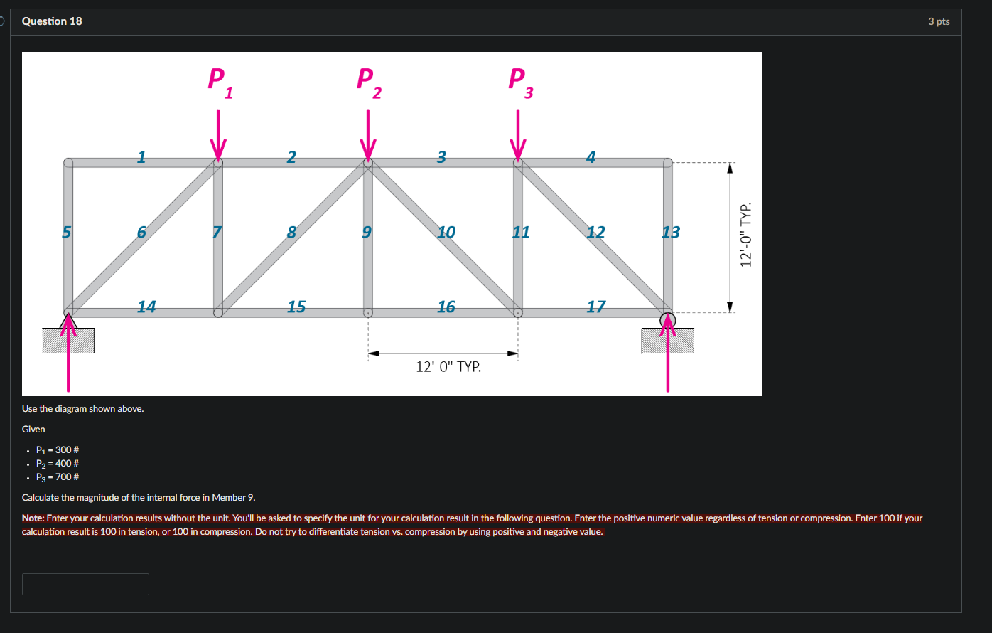 Question 18 3 Pts Pi P2 P3 1 2 3 4 8 10 11 12 13 12 0 Typ 14 15 16 17 12 0 Typ Use The Diagram Shown Above Given 1