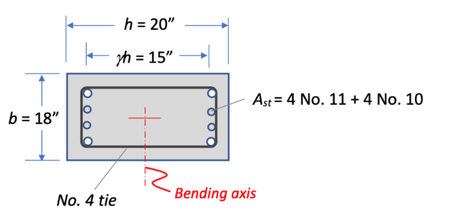 The Column Cross Section Shown In Fig 1 Is Cast With Fc 4 000 Psi And Reinforced With Steel Of Fy 60 000 Psi The 1