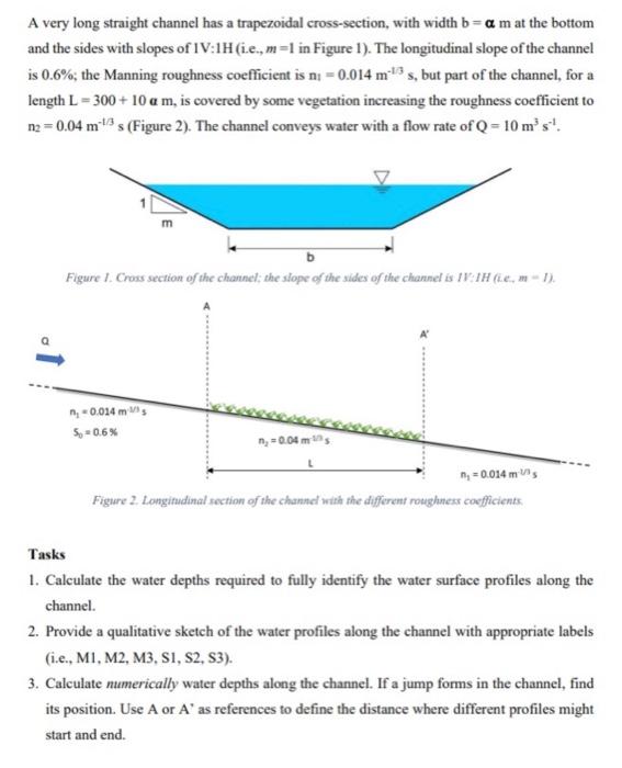 A Very Long Straight Channel Has A Trapezoidal Cross Section With Width B A M At The Bottom And The Sides With Slopes 1