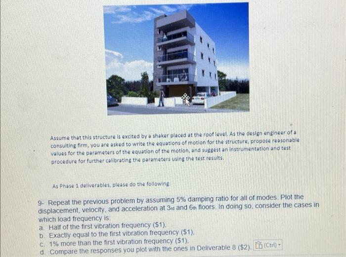 Assume That This Structure Is Excited By A Shaker Placed At The Roof Level As The Design Engineer Of Consulting Firm Y 1