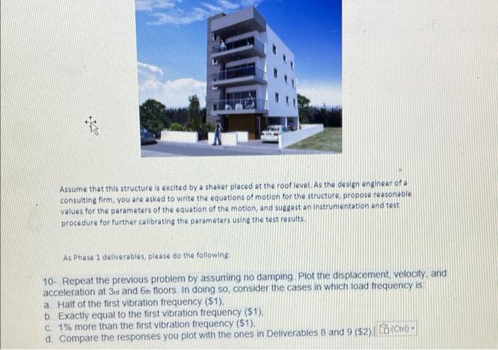 Assume That This Structure Is Excited By A Shaker Placed At The Roof Level As The Design Engineer Of Consulting Firm Y 1