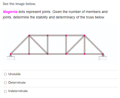 See The Image Below Magenta Dots Represent Joints Given The Number Of Members And Joints Determine The Stability And 1