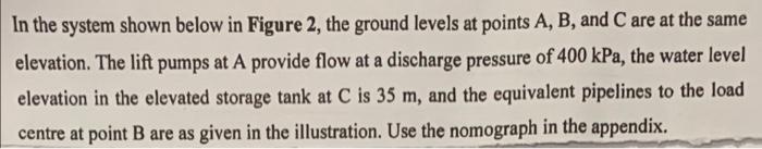 In The System Shown Below In Figure 2 The Ground Levels At Points A B And C Are At The Same Elevation The Lift Pumps 1