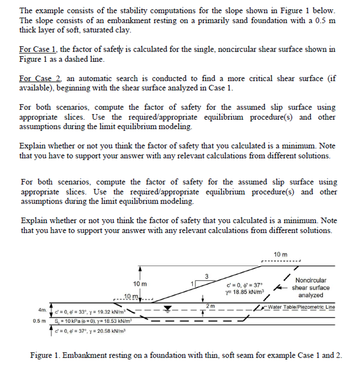 The Example Consists Of The Stability Computations For The Slope Shown In Figure 1 Below The Slope Consists Of An Emban 1