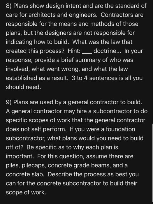8 Plans Show Design Intent And Are The Standard Of Care For Architects And Engineers Contractors Are Responsible For T 1