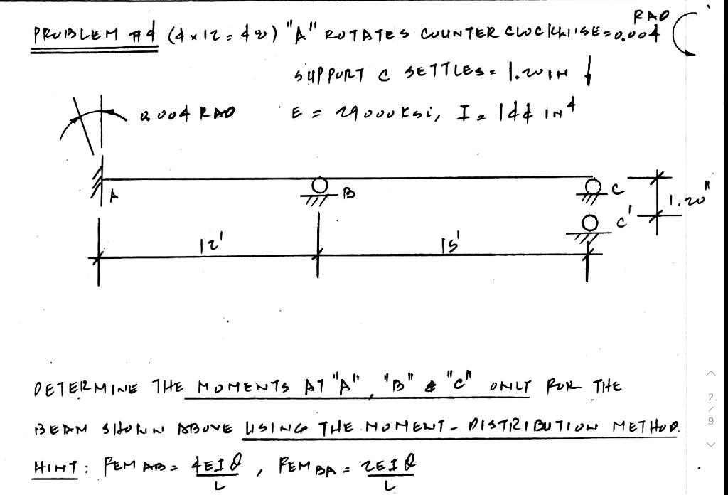 Ic Rad Problem Ad 4 X 12 4 A E Rotates Counter Clockhiise 0 004 Support E Settles L Cuore To K004 R Do E 290ook 1