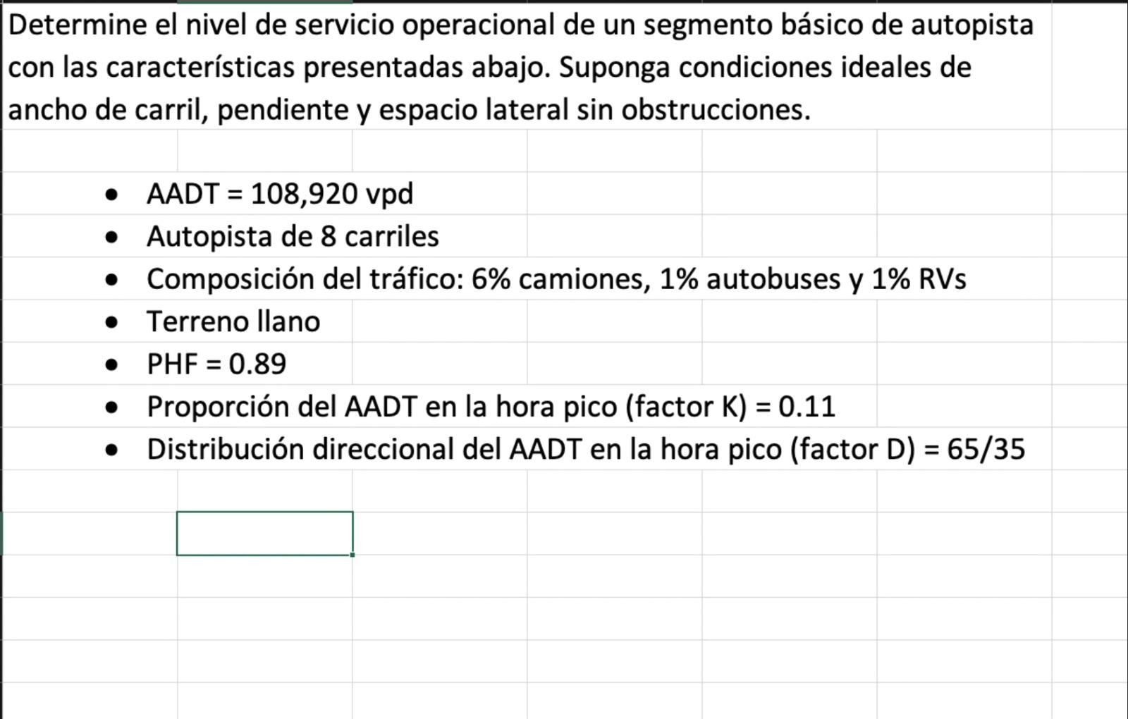 Determine El Nivel De Servicio Operacional De Un Segmento Basico De Autopista Con Las Caracteristicas Presentadas Abajo 1