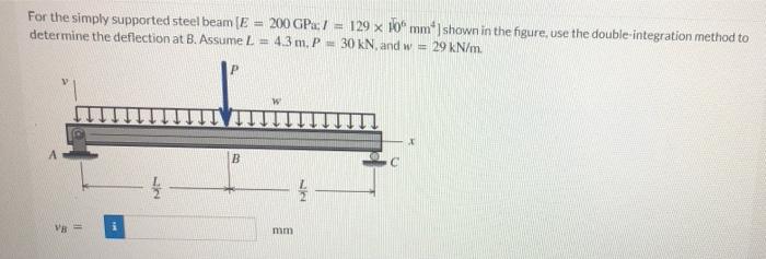 For The Simply Supported Steel Beam E 200 Gp1 129 X 10mm Shown In The Figure Use The Double Integration Method To 1