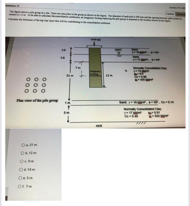 Question 17 Q12 The Figure Shows A Pile Poupasite There Are Nine Piles In The Shown In The Figure The Diameter Of Each 1