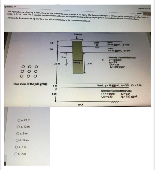 Question 17 The Figure Shows A Pile Group Sa Site There Are Mine Piles In The Past The Fire The Diameter Och Sommer Ce 1