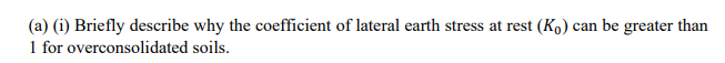 A 1 Briefly Describe Why The Coefficient Of Lateral Earth Stress At Rest K Can Be Greater Than 1 For Overconsolida 1