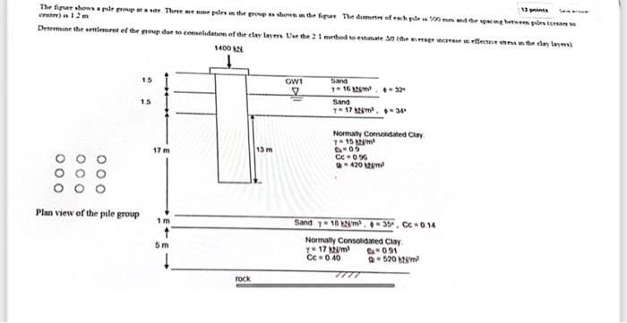 The Figure Shous A Pile Proup At A Site There Are Mine Piles In The Group As Shown In The Figure Center Is 1 2 M 112 P 1