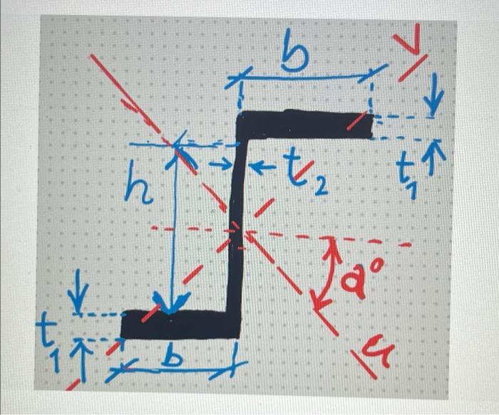 In The Section Shown Below U Is A Principal Axis What Is The Value Of Angle A In Degrees B 200 Mm T1 12 Mm T2 6 Mm 2