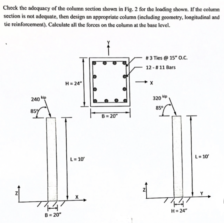 Check The Adequacy Of The Column Section Shown In Fig 2 For The Loading Shown If The Column Section Is Not Adequate T 1